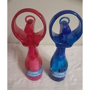 O2COOL Deluxe Misting Fan Lot 2 NEW Portable Handheld Battery Operated Pink Blue
